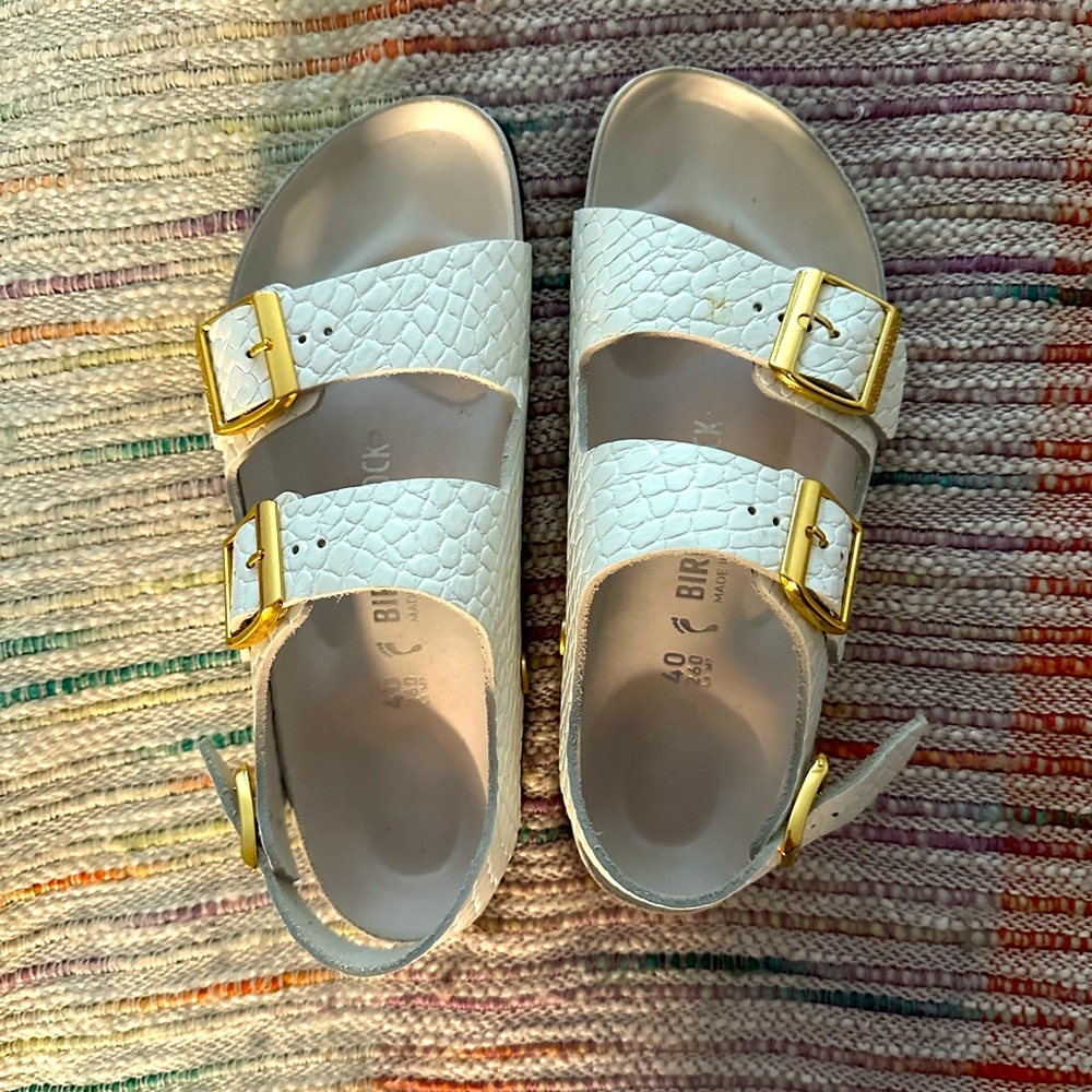 Worn Once Birkenstock Milano White Croc Embossed